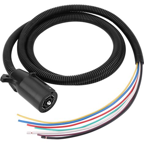 Anhängersteckerkabel, 2 m, 6,5 ft, 7-poliger Anhängerstecker, gut leitfähiges Kupfer, schwarz, flexibler Kunststoffanschluss für Autos.