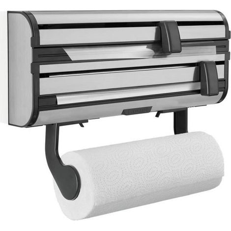 Leifheit - Portarrollos de cocina de pared, con cortador, negro/plata 25793 (1/5)