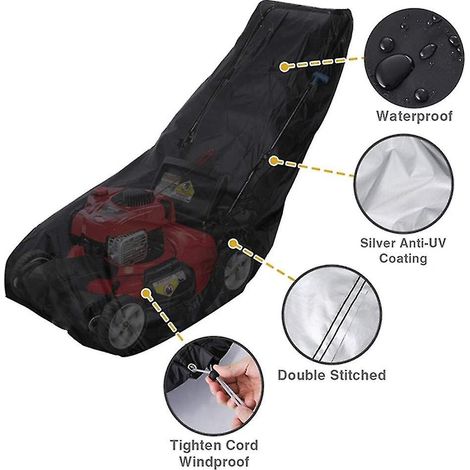 Housse Tondeuse Imperméable, Protection Anti-UV et Anti-Poussière, Couverture Push Mower en Polyester Résistant, Cordelette de Fixation Incluse, Usage Extérieur (1/4)