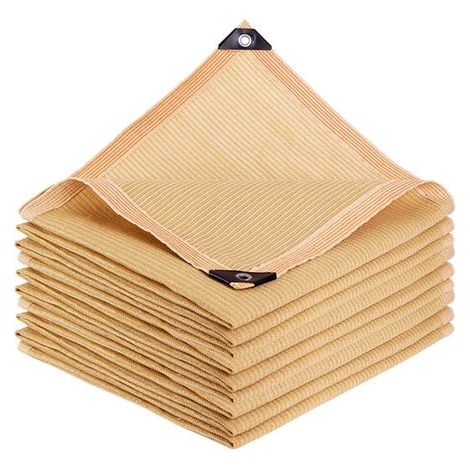 Beige 85% shade sail with eyelets for garden, pergola, terrace, patio (4 x 4 m) (1/5)