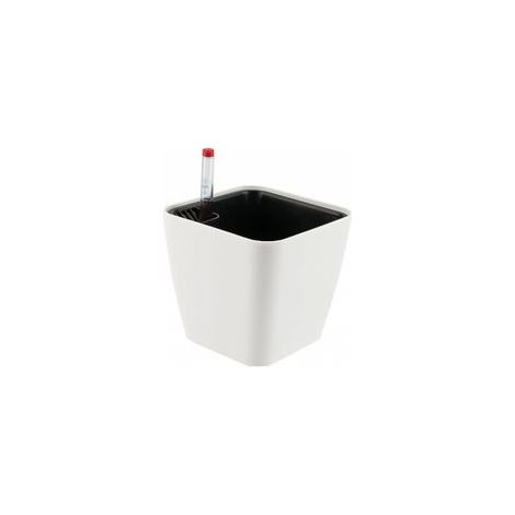 Pots de fleurs carrés en plastique de 14 cm avec indicateur d'eau Auto arrosage Pour l'intérieur et l'extérieur Blanc