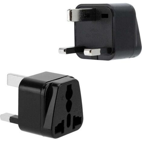 2x Socket Adapter in Black – Set of 2 Pieces Type G Travel Adapter for Power Socket for Germany, Italy, Spain, France – Converter Conversion Device (1/5)