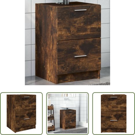 vidaXL Räuchereiche - Waschbeckenunterschrank Räuchereiche 40x37x59 cm Holzwerkstoff (1/5)