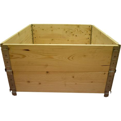 Carré potager en bois naturel 800x800mm hauteur 390mm