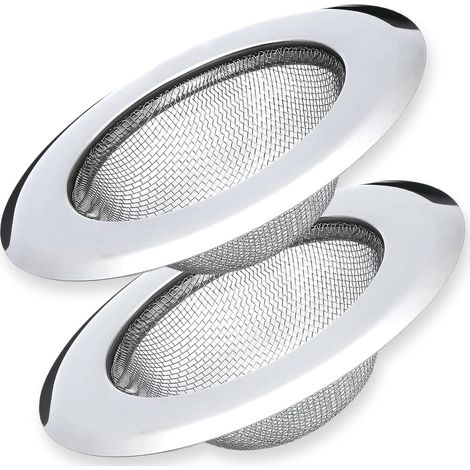 Lot de 2 crépines d'évier pour déchets alimentaires, crépine en acier inoxydable, panier anti-obstruction, récupérateur de cheveux pour la cuisine et la salle de bain