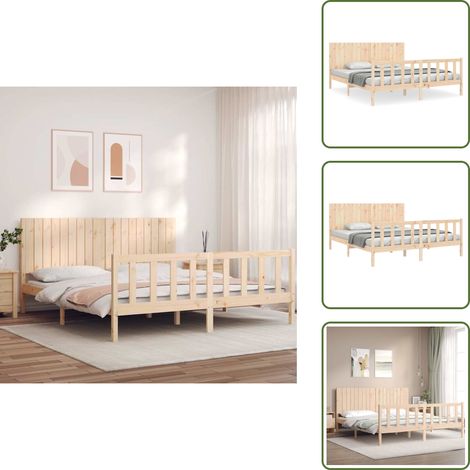 vidaXL Estructura de cama de matrimonio con cabecero madera maciza (1/5)