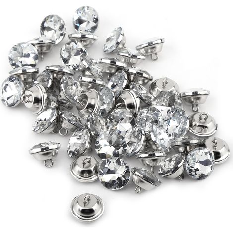 Diamante Silver Silmaistone Crystal Round Buttons Counding Craft (20 mm) (1/5)