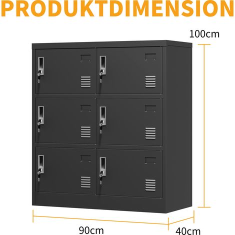 Rangement de Bureau Noir Renforcé en Métal 90 x 40 x 100 cm (1/5)