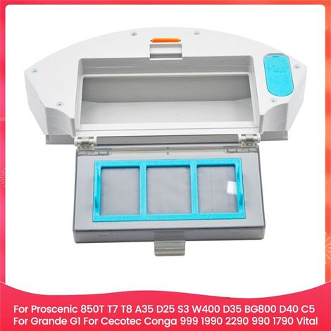 Caja recolectora de polvo con filtro para aspiradoras Cecotec Conga 999 1990 2290 990 1790 850T T7 T8 S3 C5/ G1, accesorio A.