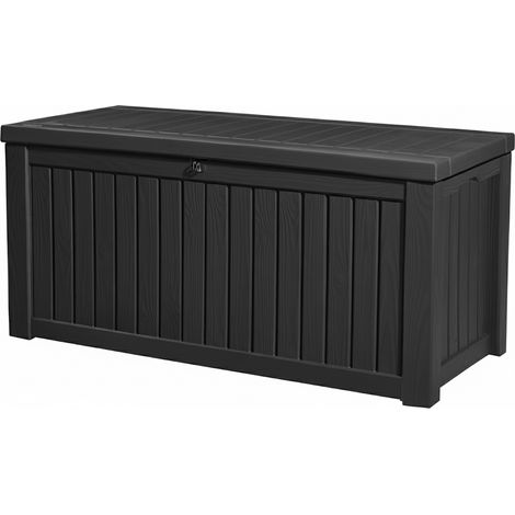 Homeology TUNGSTEN 450 Litre 119 Gallon Waterproof Extra Large Lockable Easy-Open Garden Storage Box in Black (1/5)