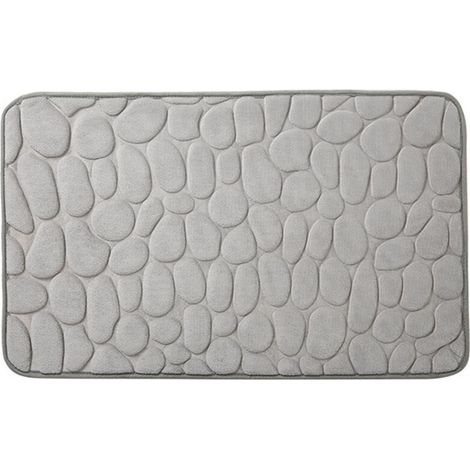Tapis de bain en mousse à mémoire de forme, tapis de douche absorbant, tapis antidérapant, 40 x 60 cm, gris clair (1/5)