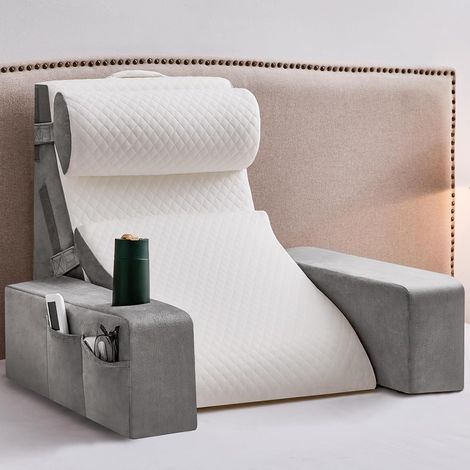 Coussin de lecture pour lit et canapé, coussin de livre avec traversin et accoudoirs amovibles, coussin de dossier de lit, coussin mural multifonction pour lire, travailler (1/5)
