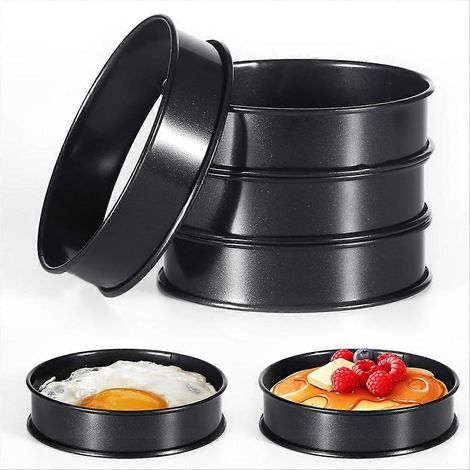 6 pièces anneaux à crumpet 4 pouce double roulé moule rond pour cuisson (1/5)