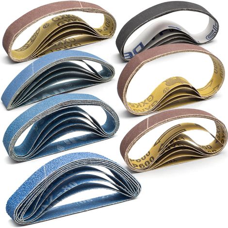 35 Pièces Bandes abrasives 19 x 305 mm, Grain 80/120/240/400/600/800/1000 (1/5)