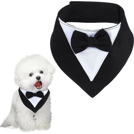 Bandana ajustable pour chien style smoking, nœud papillon pour mariage, 27-46 cm, aucun (1/5)
