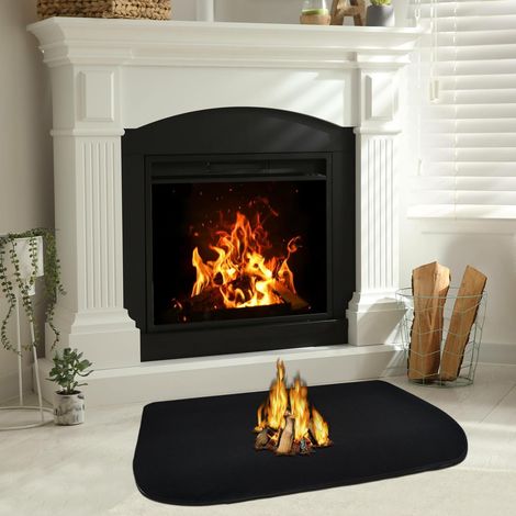 Feuerfeste Kaminmatte 50x80cm Faltbare Hitzeschutzmatte für Kaminbodenplatten zum Schutz des Bodens vor Funken (Schwarz) (1/5)