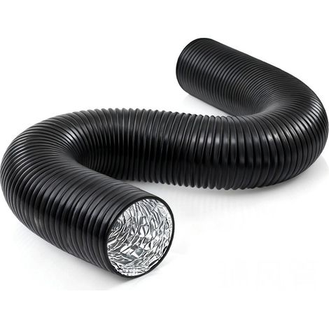 Conduit de ventilation télescopique flexible 80 mm x 3 m — Gaine flexible en aluminium et PVC — Conduit d'évacuation pour hotte — Noir (1/5)
