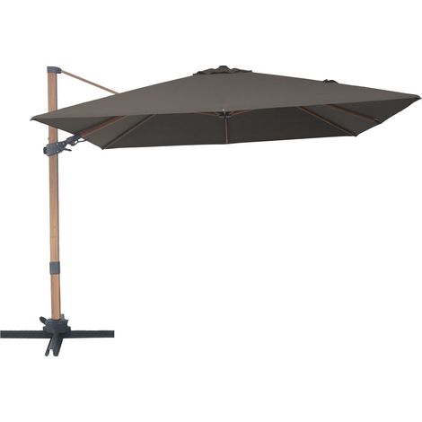 Axi Alina Parasol Déporté Carré 300 X 300 Cm, Aspect Bois/Taupe Pour Le Jardin / Terrasse Avec Armature Thermolaquée Pied En Croix Et Housse De Protection Inclus Inclinable Et Pivotant À 360°