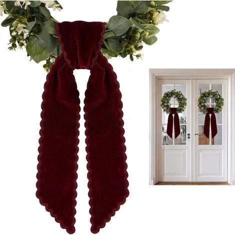 Bandeau de porte d'entrée orné d'une couronne - Rouge - Ruban pour couronne