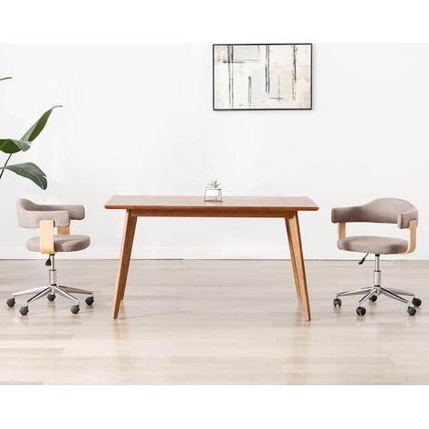vidaXL Chaise pivotante à manger Taupe Bois courbé et tissu (1/5)