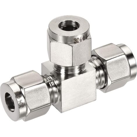 Rapide Connexion Air Ligne Compression Raccords 304 Inox Acier 8mm OD Tube 3 Voie T Type T Union Séparateur Connecteur (1/5)
