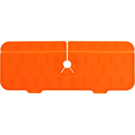 Tapis d'égouttage pour poignée de robinet (orange), tapis de robinet en silicone pour évier, tapis de séchage, cuisine, salle de bain, salle à manger tapis de séchage multifonctionnel (1/4)