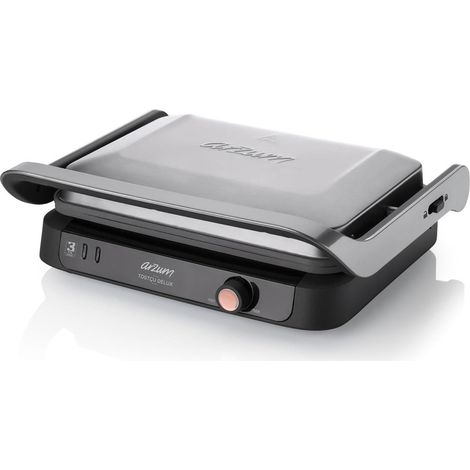 Arzum Tostçu Delux 1800W, Sandwichmaker, Antihaft-Gusseisenplatte in Granitoptik, Edelstahl