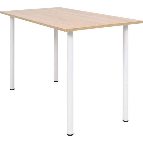 Table de salon salle à manger design 120 cm chêne et blanc (1/5)
