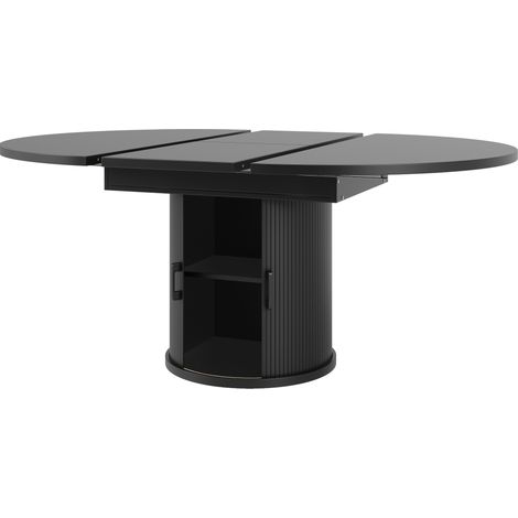 Runder ausziehbarer Esstisch 118-158 cm aus schwarzem MDF, für bis zu 6 Personen (1/5)