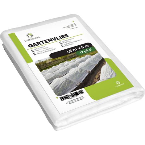 Garronda Pflanzenschutzvlies Gartenvlies Abdeckvlies 17 g/m² 1,6 m x 5 m Weiß für Frostschutz Pflanzen und Pflanzenschutz im Garten für Frühbeet und Gemüsebeet atmungsaktiv UV-beständig GD-0175