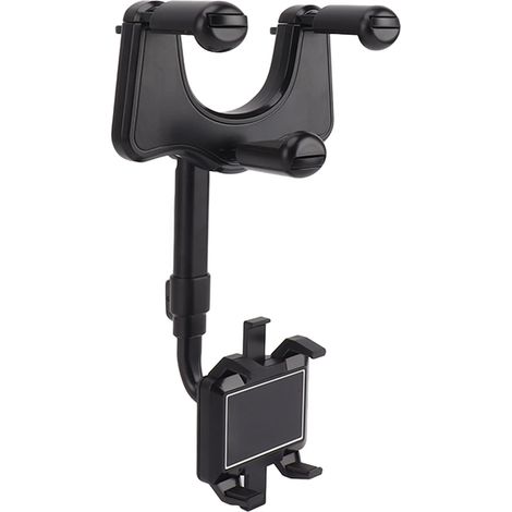 Support téléphone rétroviseur ajustable, support multifonction à clip pour voiture, fixation angle réglable pour smartphone, porte-gadget véhicule robuste. (1/5)