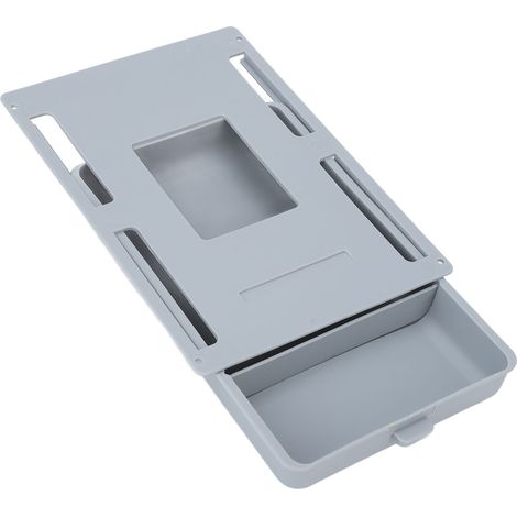 Tiroir de rangement compact gris pour bureau, avec poignée et espace sous table (1/5)