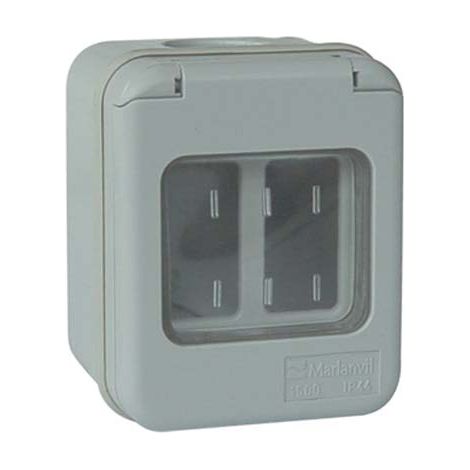 INVOLUCRO A PARETE + PORTELLA IP44 MARLANVIL - POSTI 2 MM 66X82 H.MM 57 X VENUS- 6 pezzi