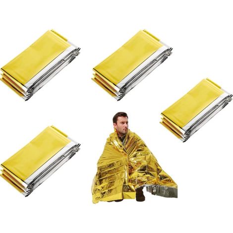 Couverture de secours 4 pièces - Couverture d'urgence 160x210cm - Couverture isolante pour trousse de premiers secours - Couverture de premiers secour (1/5)