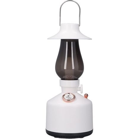Retro-Campinglaterne mit Musikplayer, wiederaufladbare USB-C-Campinglampe mit stufenloser Dimmfunktion, wasserdicht (IPX4), tragbare Gartenleuchte für stimmungsvolles Ambiente (Weiß)