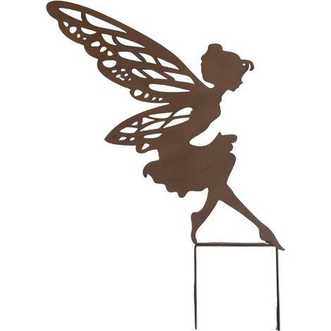 Silhouette fée jardin fer 46x72cm