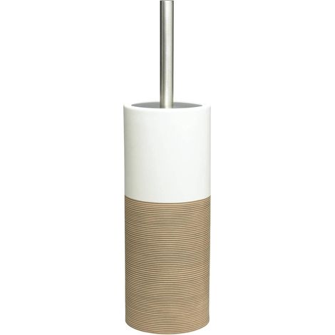 1 - Porte-brosse WC - Porcelaine - Design élégant avec couvercle hermétique pour hygiène optimale Salle de bain Sable Dimensions 10x10 cm