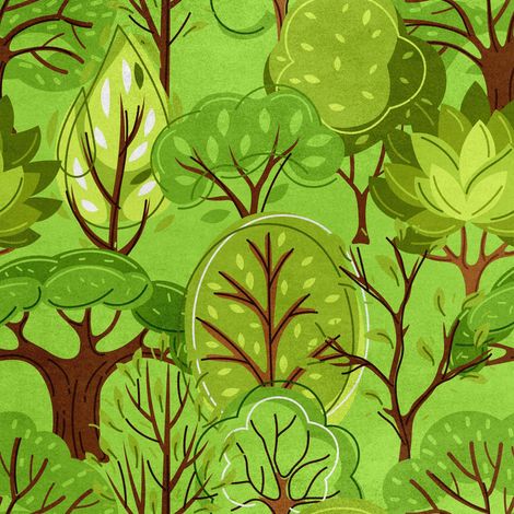 Tela de poliéster Royal Velvet para costura - Motivo de árbol pintado (1/5)