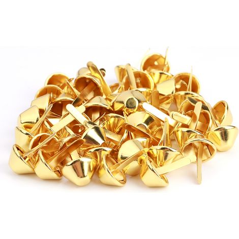 50 pièces pointes à visser pour sacs à main, accessoires de maroquinerie en laiton doré 15mm (1/5)