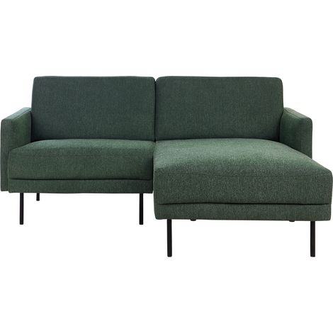 Sofá esquinero moderno tapizado izquierdo 2 plazas patas de metal tejido verde oscuro respaldo acolchado Breda (1/5)