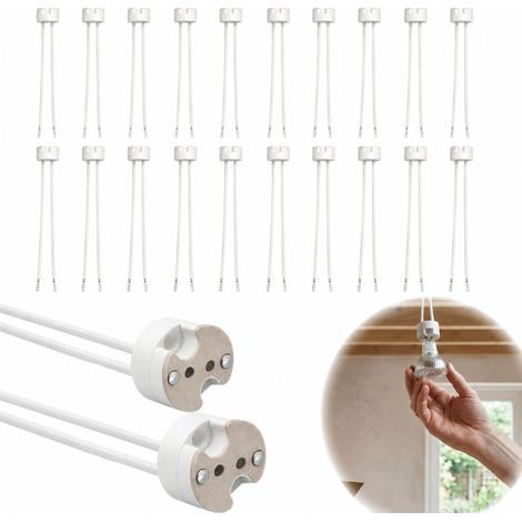 20Pcs Douille GU5.3 Céramique avec Câbles Silicone 10cm, Prise Base de Lampe LED Céramique, Support Ampoule pour Spot LED et Halogène, Résistance Haute Température pour Éclairage Intérieur (1/5)