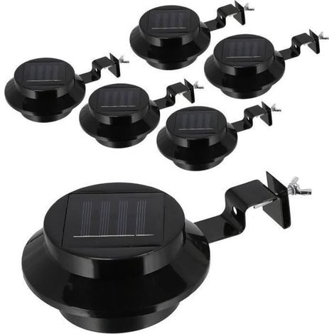 Lampe Solaire Gouttière - 12 x 12 x 6 cm - 8 Heures Autonomie - Extérieur Sans Câble - Lot De 6 (1/4)