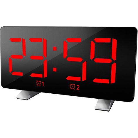 Réveil double polyphonique à grand écran LED - Horloge électronique - Mots rouges (1/5)
