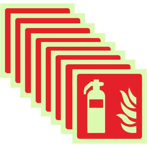 8pcs 1010cm self-adhesive fire extinguishing sign, backlit PVC fire extinguishing sticker, fire extinguishing sign for home, office, hospital (1/5)