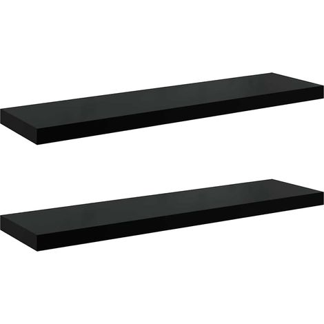 vidaXL Estantes flotantes pared 2 uds MDF negro brillo 90x23,5x3,8 cm (1/2)