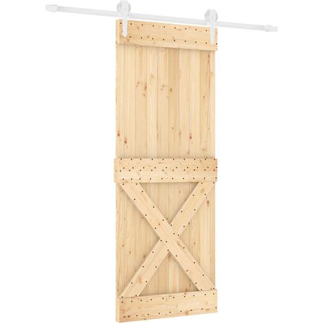 Puerta Corredera Natural y Blanco 80 x 210 cm vidaXL