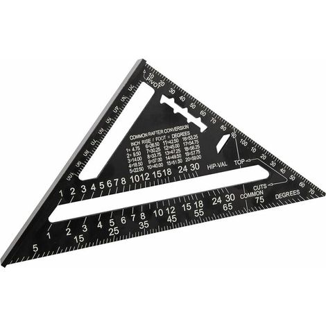 180mm(7pouces) Aluminium Règle Équerre de Triangle Rapporteur Multifonction Equerre Menuisier 45-90 Degres Carpenter Outil de Mesure(Métrique) (1/5)