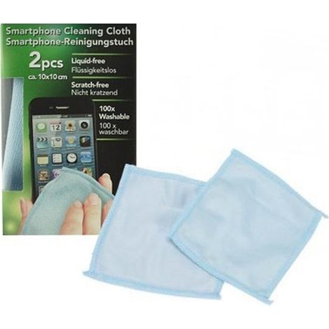 TrAdE Shop Traesio - Set 2 Panni In Microfibra Per Pulizia Schermi Smartphone Colore Azzurro -