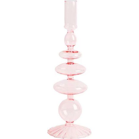 Vase Candle Holder Vase Bouquet Pièces de Centerpiece Gift Décor Wedding Housewarming Cadeau Wedding Pink Striped Glass Vase avec Base en Glass 1 x Vase Bouquet pour Fleurs 28cm x 2.5cm (1/5)