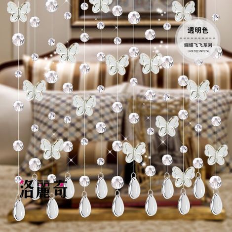 Rideau de perles en cristal pour porte, décoration murale goutte d'eau, séparateur de pièce élégant (1/5)